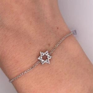 Star of David- Baguette & Round 0.12ct bracelet in 9ct White Gold - Picture 1 of 4