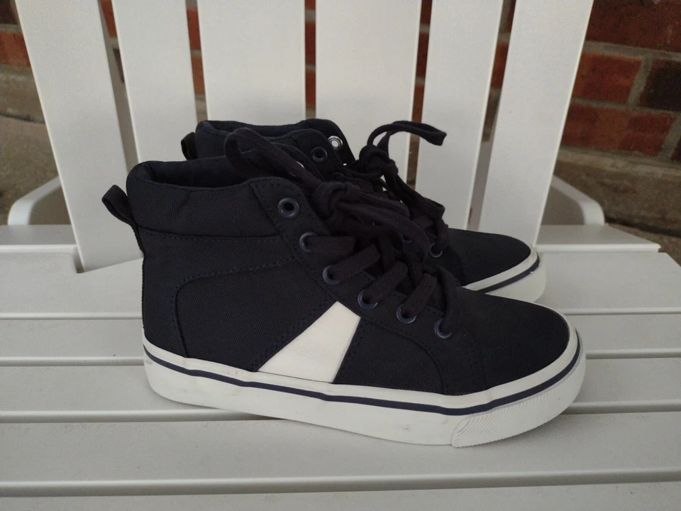 Old Navy Boys High Top Sneaker Size 13 Navy Blue White Shoe - Image 1 of 4