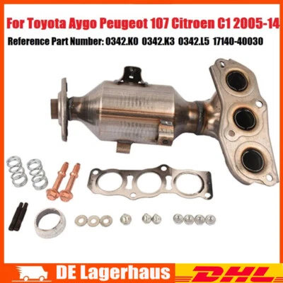 Katalysator Kit für Citroen C1 Peugeot 107 Toyota Aygo 1.0 171400Q010 0342K0