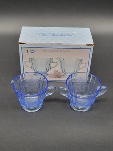 Indiana Glass BLUE RECOLLECTION Pastel Blue CREAMER & SUGAR SET w/BOX 4760 USA - Picture 1 of 24