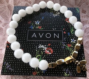 Avon Garden Charm Stretch Bracelet -Bee Charm White - Sealed - Bild 1 von 10