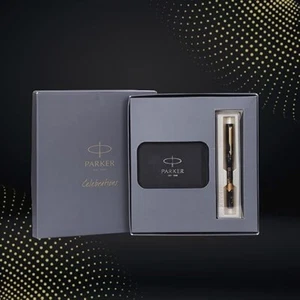 Parker Gift Set Beta Millennium Gold Trim Ball Pen With Black Notebook 1 Pen + 1 - Picture 1 of 12