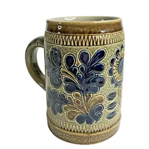 Vintage Marzi und Remy Deutscher Bierstein Becher Tasse Salz glasiert Steinzeug braun blau - Bild 1 von 6