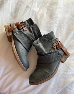 Diesel Vintage Azul Cuero Mujer Botines Con Correas EU 38/ US 7.5 #S164 Foto 1 de 4