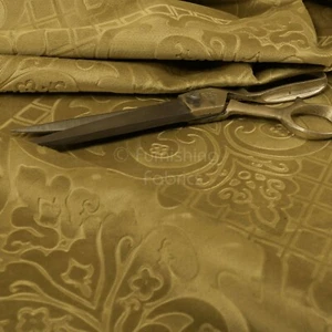 New Furnishing Embossed Damask Velvet Upholstery Fabric In Grass Green Colour - Picture 1 of 5
