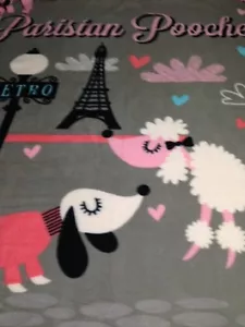 FLEECE KNOTTED BLANKET- Parisian Poodle & Friend - Toddlers/Kids 48" X 58" Throw - Picture 1 of 4