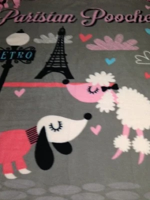 FLEECE KNOTTED BLANKET- Parisian Poodle & Friend - Toddlers/Kids 48" X 58" Throw - Image 1 of 4