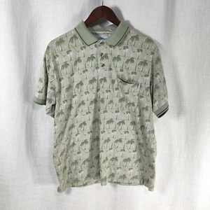 Camicia vintage Michael Austin uomo M verde golf polo manica corta palma hawaiana - Foto 1 di 7