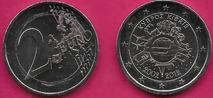 CYPRUS 2 EURO 2012 UNC 1 YEAR TYPE,10th YEARS OF EURO CASH,COIN FEATURES THE WOR - Picture 1 of 1
