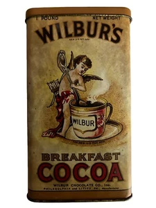 Vintage Wilbur’s Chocolate Co Breakfast Cocoa No. 408 One Pound Collector Tin - Picture 1 of 7