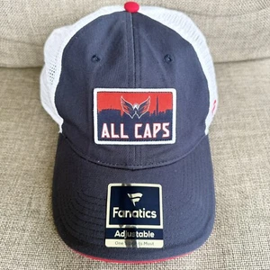 Fanatics Washington Capitals ALL CAPS Adjustable Snapback NHL Cap Hat Blue White - Picture 1 of 5