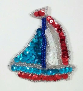Karla Jordan Kollections SAILBOAT Sequin Applique removable adhesive VTG 1990s - Picture 1 of 5