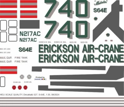 Decal 527 Sikorsky S-64E Skycrane / CH-54A Erickson Air-Crane N217AC Malcolm - Bild 1 von 2