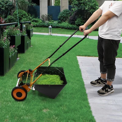 Cortacésped de carrete manual de 16" ajustable de 5 cuchillas empuje manual para empujar césped patio Foto 1 de 4