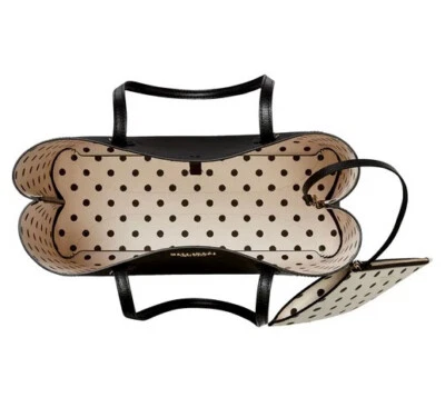 ORIG. PAQUETE. Bolso de Mano Kate Spade Cuero Negro Lunares Interior y Bolsa LRG $248 Foto 1 de 4