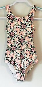Fabkids Girls One Piece White Geometic Swimsuit Size L - Picture 1 of 5