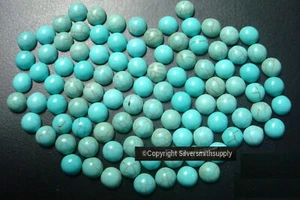 4 pcs Turquoise chalk turquoise treated cabochons 6mm round $ .85 ea CB012 - Picture 1 of 5