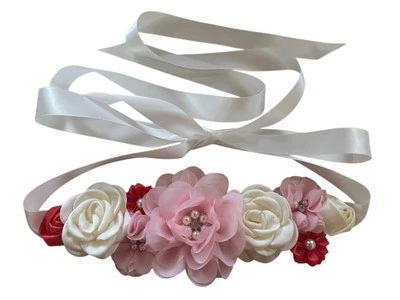 Flower Maternity Sash for Mom Pregnancy Belt for Baby Shower Gender Reveal - Image 1 of 4