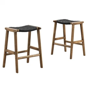 Saoirse Woven Rope Wood Counter Stool Set of 2 - Picture 1 of 10