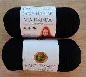 Lion Brand FAST-TRACK Ribbon Style Yarn - 2 Skeins Jet Black 8 oz ea Cotton/Poly - Picture 1 of 2