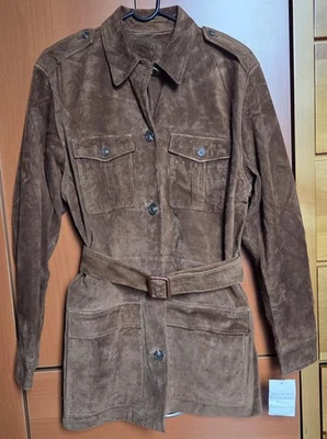 Vintage Ralph Lauren Brown Suede Belted Utility Jacket - Image 1 of 4