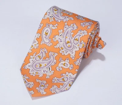 "Corbata Brooks Brothers para hombre naranja cachemir 346 talla 59"" x 3,25""" Foto 1 de 4