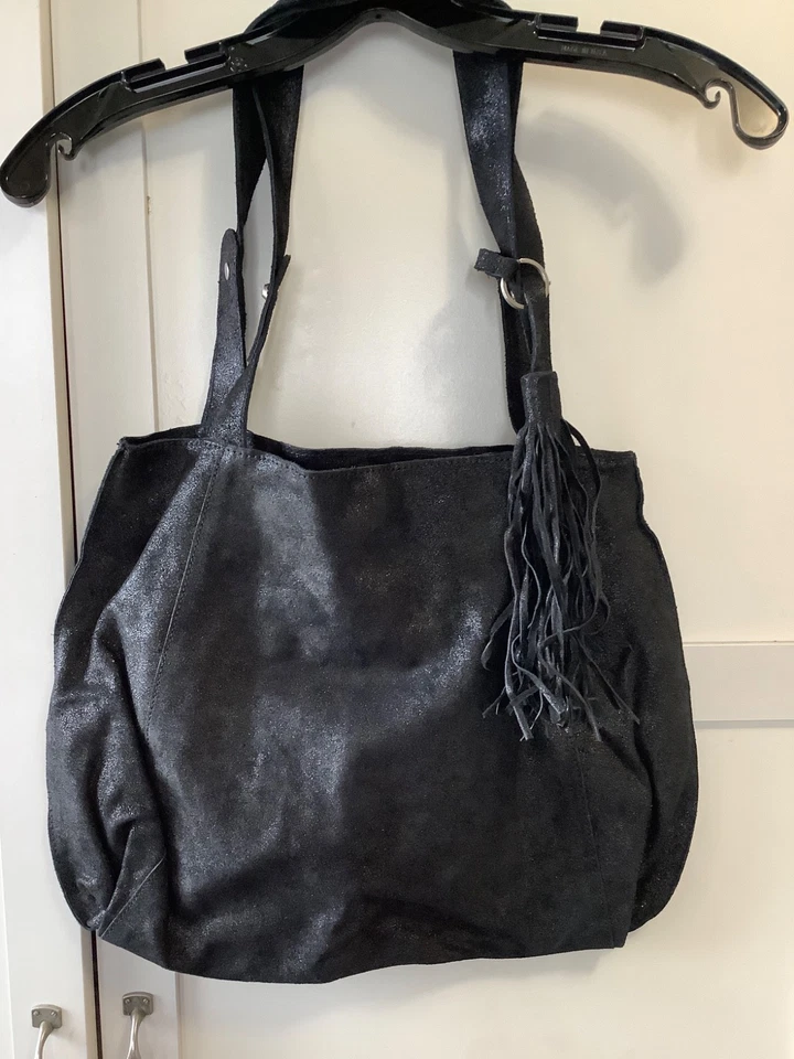 Banana Republic Black Shimmer Bag with Fringe Accent NWT - Image 1 of 4