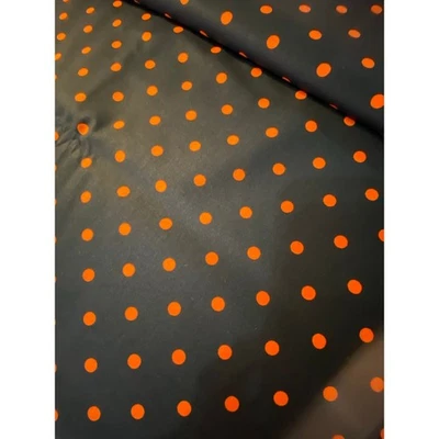 DAVID TEXTILES Black Orange Polka Dots Cotton BTHY Fabric HALLOWEEN Fall Dot - Image 1 of 3
