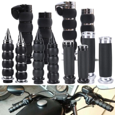 "Agarres de manillar de motocicleta cromados negros de 1"" para Harley Honda Suzuki Yamaha" Foto 1 de 4