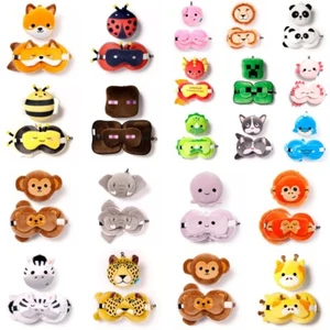 Relaxeazzz Zoo Animal Cute Kids Plush Travel Pillow & Eye Mask Plane Car Journey - Picture 1 of 134