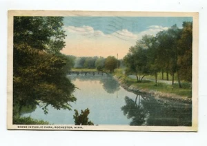 POSTCARD - SCENE IN PUBLIC PARK ROCHESTER MINN - 1919 - Picture 1 of 2