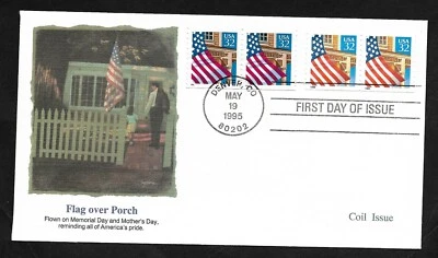#2913 / 2914 32c Flag over Porch -Fleetwood  FDC (2) Coil Pairs - Image 1 of 2