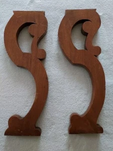 2 Antique Victorian OAK Shelf Brackets Corbels Supports 18-1/4" OAK Worn Salvage - Picture 1 of 14