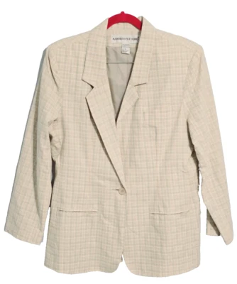 Blazer Adolfo Studio para mujer a cuadros mezcla de lino talla 14 primavera Pascua ropa de resort Foto 1 de 4