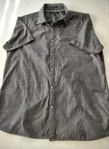 Mark Anthony Mens Short Sleeve Shirt Slim Fit Button-Up Dark Gray Size XL - Picture 1 of 3