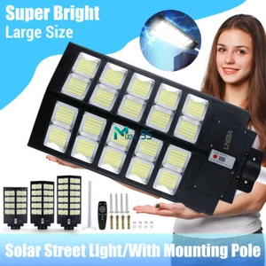 Solar Street Light 11000W Super Bright Dusk to Dawn Sensor Road Lamp+Remote+Pole - Picture 1 of 80