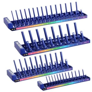 WORKPRO 4PC Metric Socket Organizer Set Socket Holder 1/4" 3/8" 1/2" Socket Tray - Picture 1 of 9