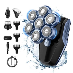 7D Rotary 5-in-1 Bald Head Electric Shaver Rechargeable Razor Hair Beard Remover - Picture 1 of 24
