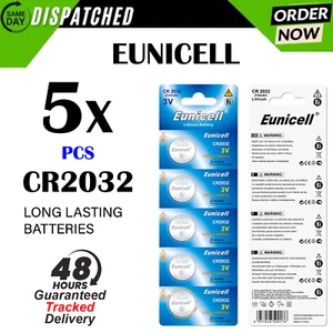 5 X CR2032,DL2032,BR2032,KL2032, 3 VOLT Eunicell LITHIUM BATTERIES - Picture 1 of 9