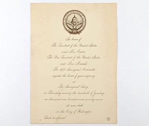 Jimmy Carter Invitación Presidencial Fiesta Inaugural Washington DC 1977 - Imagen 1 de 3