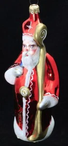 Bolso Radko Grande Rojo Santa St Nick Staff Vidrio Pintado a Mano Adorno de Navidad - Imagen 1 de 1