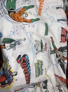 Vintage 1976 DC Comics Super Friends Fitted Bed Sheet TWIN SIZE - Picture 1 of 5