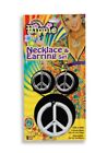 Peace Sign Necklace & Earrings Halloween Play Costume Hippie Fun!  FREE GIFT