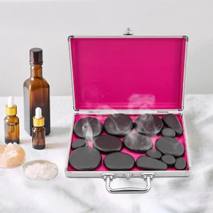 18pcs Hot Stone Basalt Hot Stones Set Massage Natural Hot Rocks with Heater Box - Picture 1 of 15