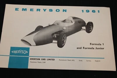Emeryson 1961 Formula 1 & Formula Junior Race Car Single Sales Sheet 1961 - Image 1 of 4