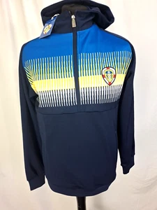 Leeds United Club & Country 1/4 Zip Hoodie Football Casual Blue Medium L2388 - Picture 1 of 6
