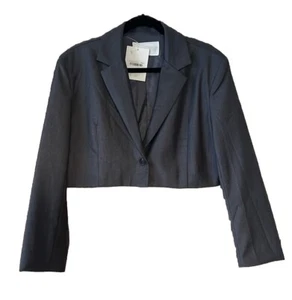 Oak Fort Cropped Grey Over Sized Blazer Size Sp New With Tag - Picture 1 of 10