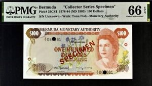 Bermuda $100 Specimen Pick# 33CS1 1978-84 (ND 1985)  PMG 66 EPQ Gem Unc Banknote