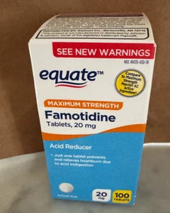 Equate Maximum Strength Famotidine Acid Reducer 20mg 100Ct Tablets Exp 8/26 - Picture 1 of 10