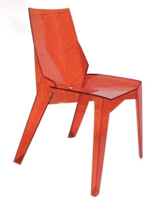 Red Transparent Geometric Acrylic Dining Chairs  Set Of 6 - image 1 of 4